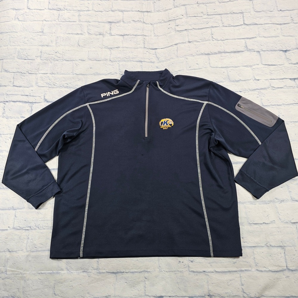 Kent State Golf Ping Pullover Mens XXL Navy Blue 1/4 Zip Performance Jacket